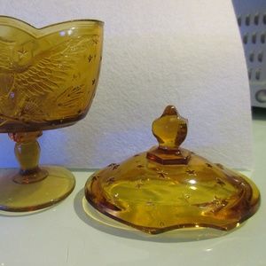 Beautiful Amber Eagle Candy Dish